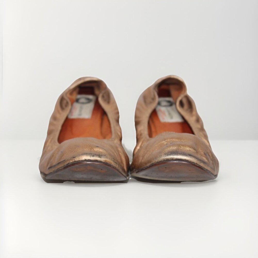 Lanvin Womens Metallic Copper Crinkle Leather Ballet Flat Shoes Size 40 US 9 - Picture 7 of 10